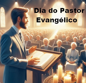 Imagem de um Pastor evang&eacute;lico jovem num culto com fi&eacute;is assistindo