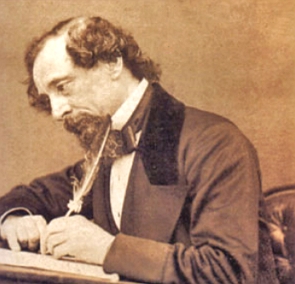 Foto de Charles Dickens escrevendo