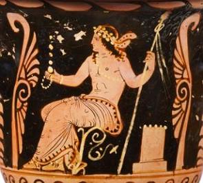 Pintura retratando o deus Dionísio da Grécia Antiga