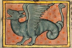 Pintura medieval retratando um dragão