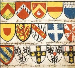 Imagem com v&aacute;rios escudos e bras&otilde;es antigos