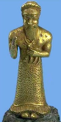 Est&aacute;tua dourada de um rei Elamita
