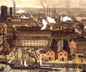 Grande fábrica do período da Revolução Industrial