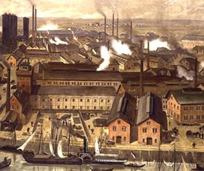 Grande fábrica do período da Revolução Industrial