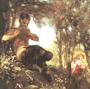 Pintura do ser mitol&oacute;gico fauno