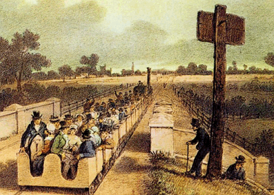 Construção de ferrovia na Inglaterra durante a Revolução Industrial