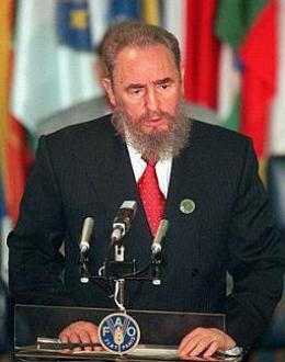 Fidel Castro num discurdo da FAO em 1996