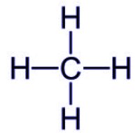 Fórmula química mostrando a letra C no centro ligada em quatro letroas H