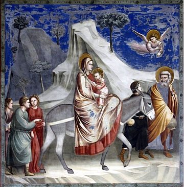 A Fuga para o Egito, pintura g&oacute;tica de Giotto