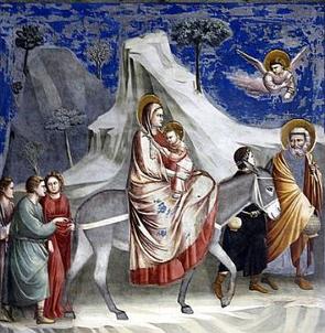 A Fuga para o Egito, pintura de Giotto A Fuga para o Egito, pintura gótica de Giotto