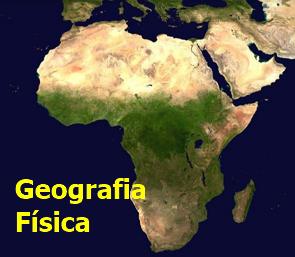 Mapa física da África com o texto Geografia Física