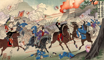 Pintura retratando a Guerra Russo-Japonesa