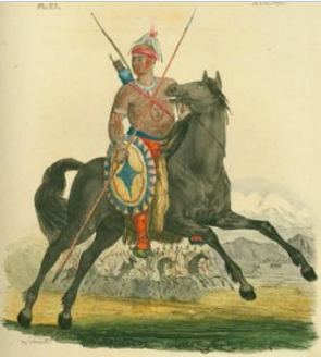 Ilustração de um guerreiro apache sobre um cavalo