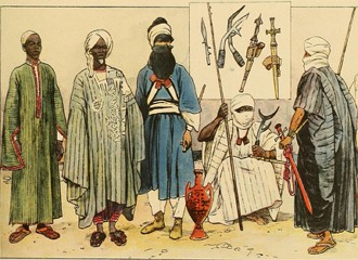Ilustra&ccedil;&atilde;o de 1905 mostrando habitantes do Sahel com suas vestimentas t&iacute;picas