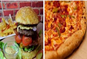 Hamburguer e pizza