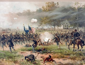 Ilustra&ccedil;&atilde;o de uma Batalha da Guerra Civil Americana