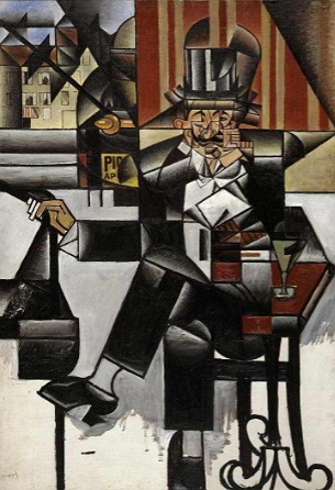 Homem no caf&eacute;, pintura cubista