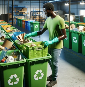 Foto de um homem reciclando lixo