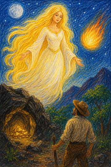 Ilustra&ccedil;&atilde;o da lenda da M&atilde;e-de-ouro