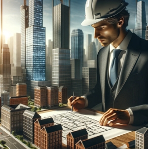 Imagem de Um arquiteto fazendo um projeto de arquitetura.