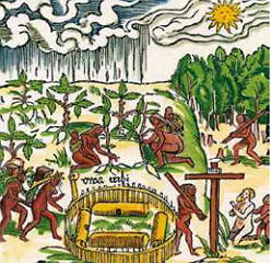 Ilustra&ccedil;&atilde;o de Hans Staden sobre os &iacute;ndios tupis