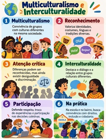 Infogr&aacute;fico did&aacute;tico sobre Multiculturalismo e Interculturalidade