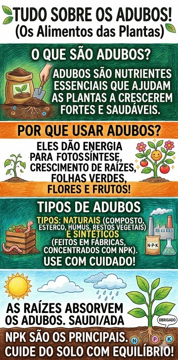 Infogr&aacute;fico sobre os adubos, o que s&atilde;o e tipos
