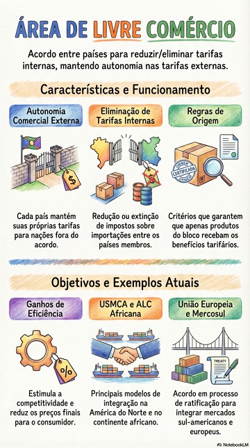 Infogr&aacute;fico sobre as caracter&iacute;sticas e exemplos das &aacute;reas de livre com&eacute;rcio