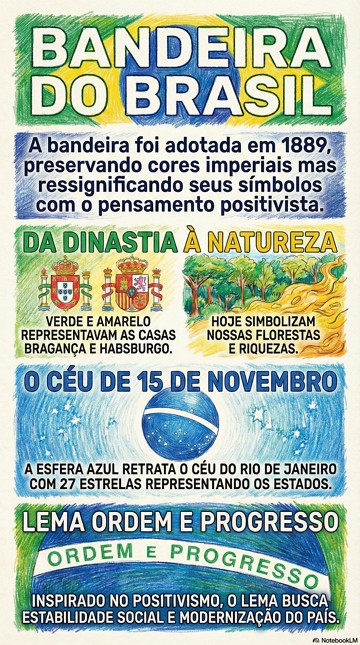 Infogr&aacute;fico com as pricipais informa&ccedil;&otilde;es sobre a bandeira do Brasil