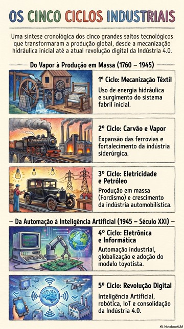 Infogr&aacute;fico dos ciclos industriais da Hist&oacute;ria