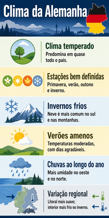 Infogr&aacute;fico com as caracter&iacute;sticas do clima da Alemanha