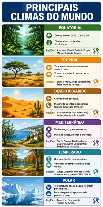 Infogr&aacute;fico sobre os principais climas do mundo