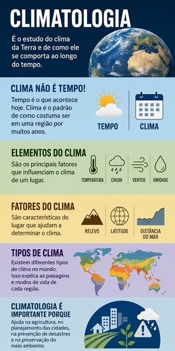 Infogr&aacute;fico com resumo sobre Climatologia
