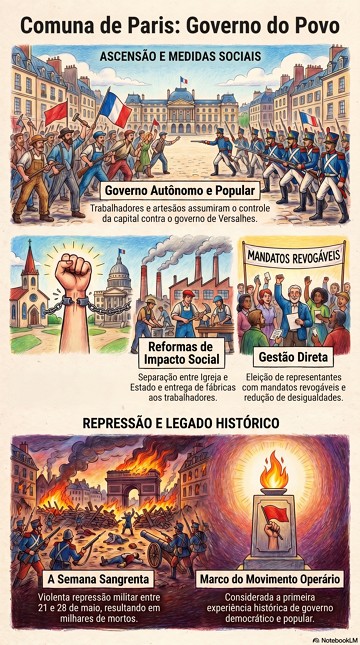 Infogr&aacute;fico com resumo did&aacute;tico sobre a Comuna de Paris