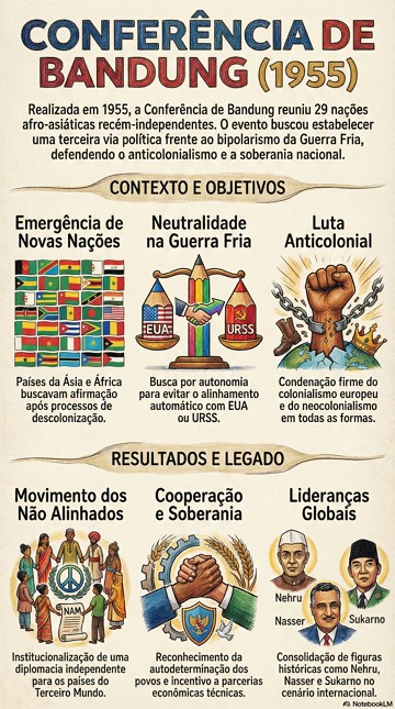 Infogr&aacute;fico com s&iacute;ntese sobre a Confer&ecirc;ncia de Bandung