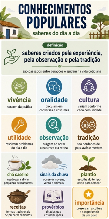 Infogr&aacute;fico sobre conhecimentos populares