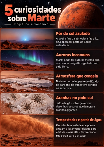 Infogr&aacute;fico com 5 curiosidades sobre Marte