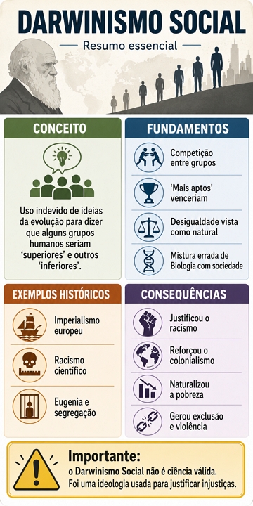 Infogr&aacute;fico com resumo sobre o Darwinismo Social