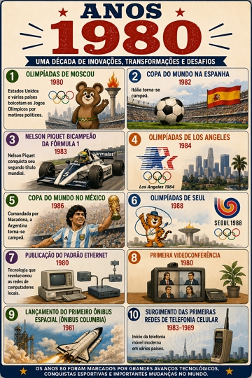 Infogr&aacute;fico com os principais acontecimentos dos anos 80