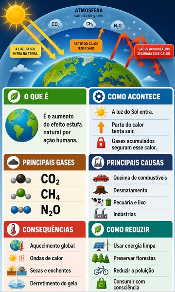 Infogr&aacute;fico sobre o Efeito Estufa Artificial