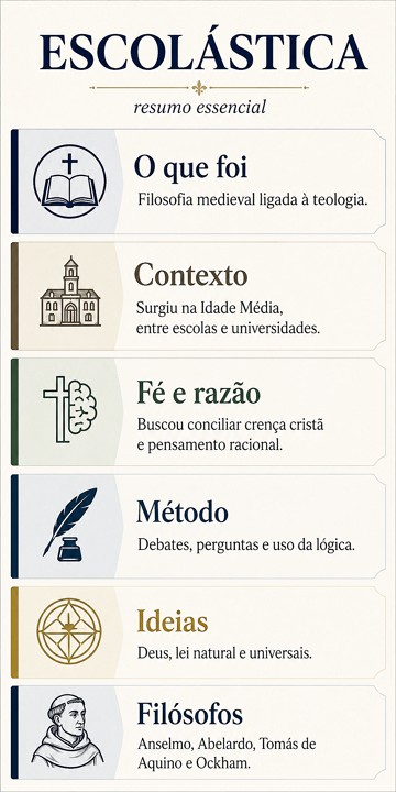 Infogr&aacute;fico com resumo sobre a Escol&aacute;stica