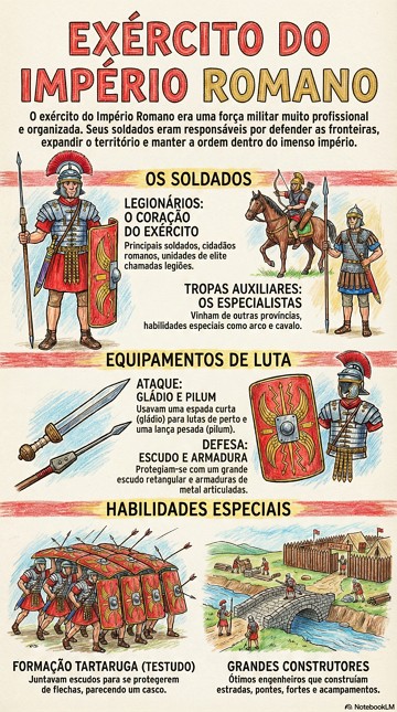 Infogr&aacute;fico com as caracter&iacute;sticas do Ex&eacute;rcito do Imp&eacute;rio Romano
