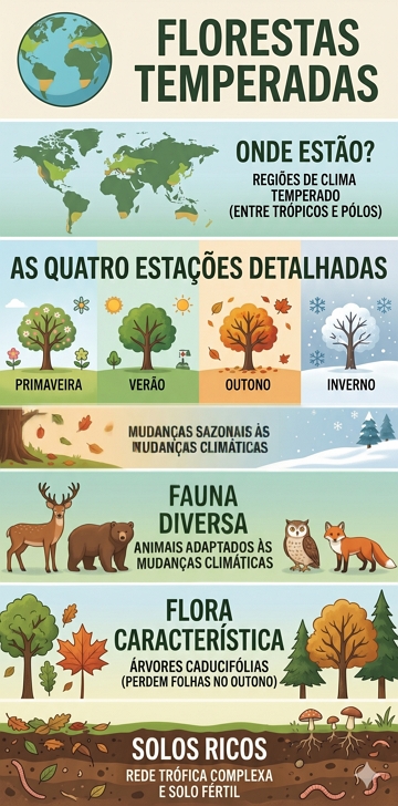 Infogr&aacute;fico sobre as florestas temperadas
