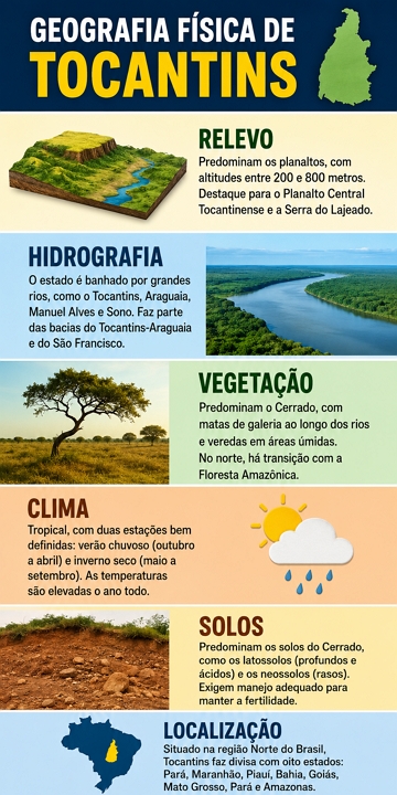 Infogr&aacute;fico sobre a Geografia F&iacute;sica do estado de Tocantins