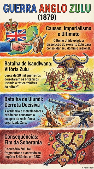 Infogr&aacute;fico com resumo da Guerra Anglo-Zulu