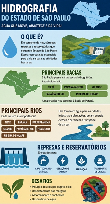 Infogr&aacute;fico sobre a Hidrografia do estado de S&atilde;o Paulo