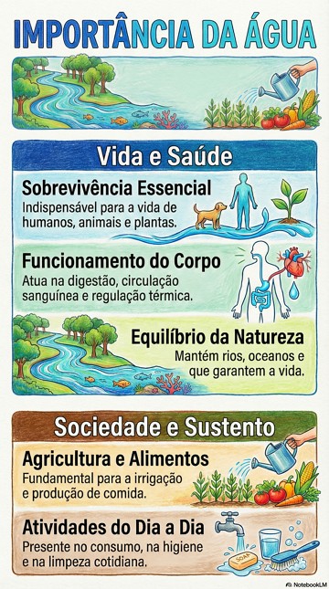 Infogr&aacute;fico com resumo sobre a import&acirc;ncia da &aacute;gua