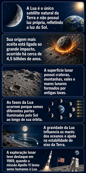 Infogr&aacute;fico resumido sobre a Lua