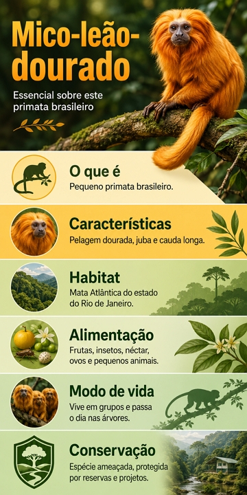 Infogr&aacute;fico sobre o Mico-le&atilde;o-dourado