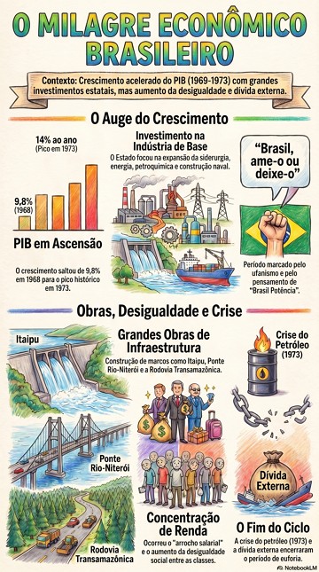 Infogr&aacute;fico sobre o Milagre econ&ocirc;mico brasileiro